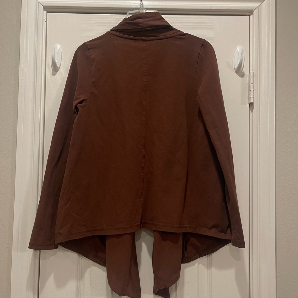 Pact Organic Cardigan Women’s Sz Small Chocolate Brown Open Pockets Cozy Jacket - Picture 2 of 10